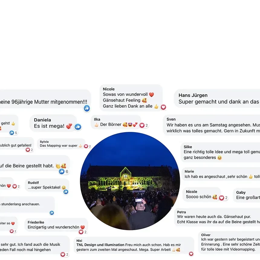 Positive Facebook comments are listed