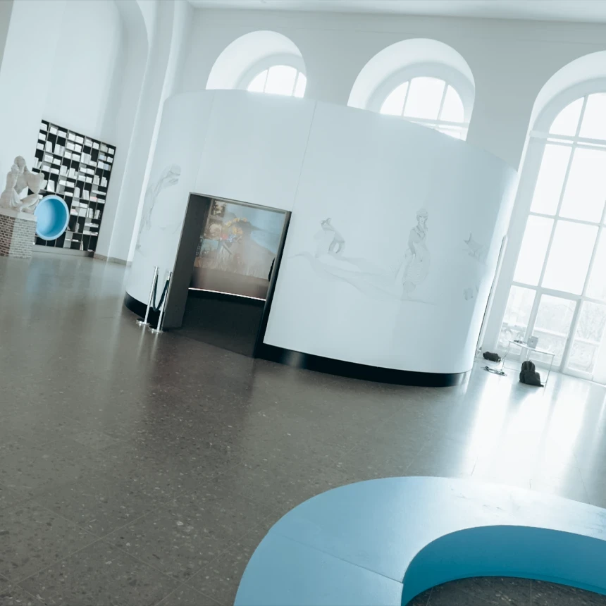Exterior view of the projection rotunda, which allows for an immersive experience even in daylight at the State Museum of Hanover.