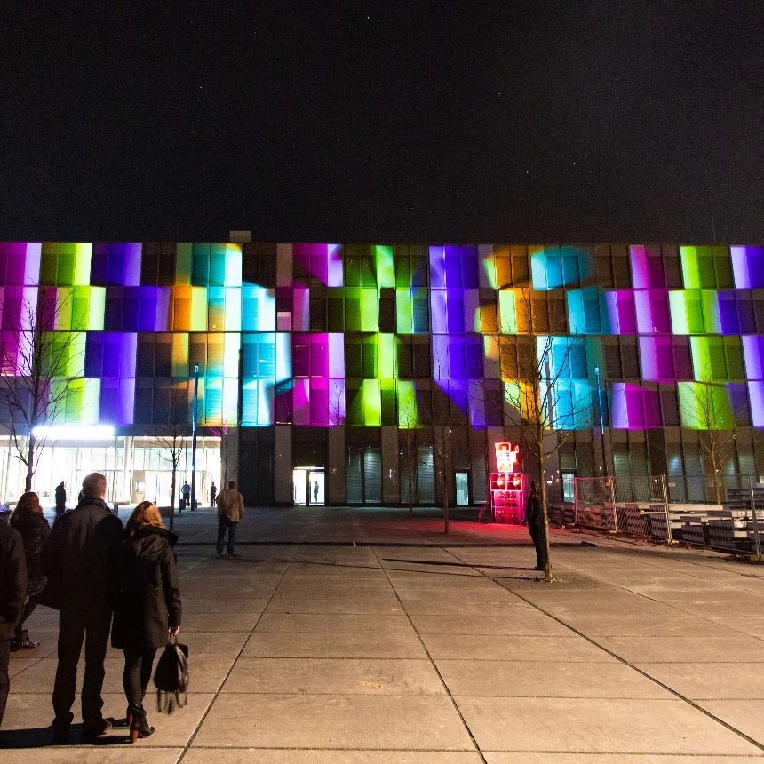 Mapping-Show mit 3D Animationen als Teil der Jubiläumsaktivitäten an der FH Bielefeld