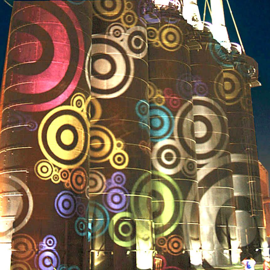 Analog large screen projection Light festival Monterey, Mexiko