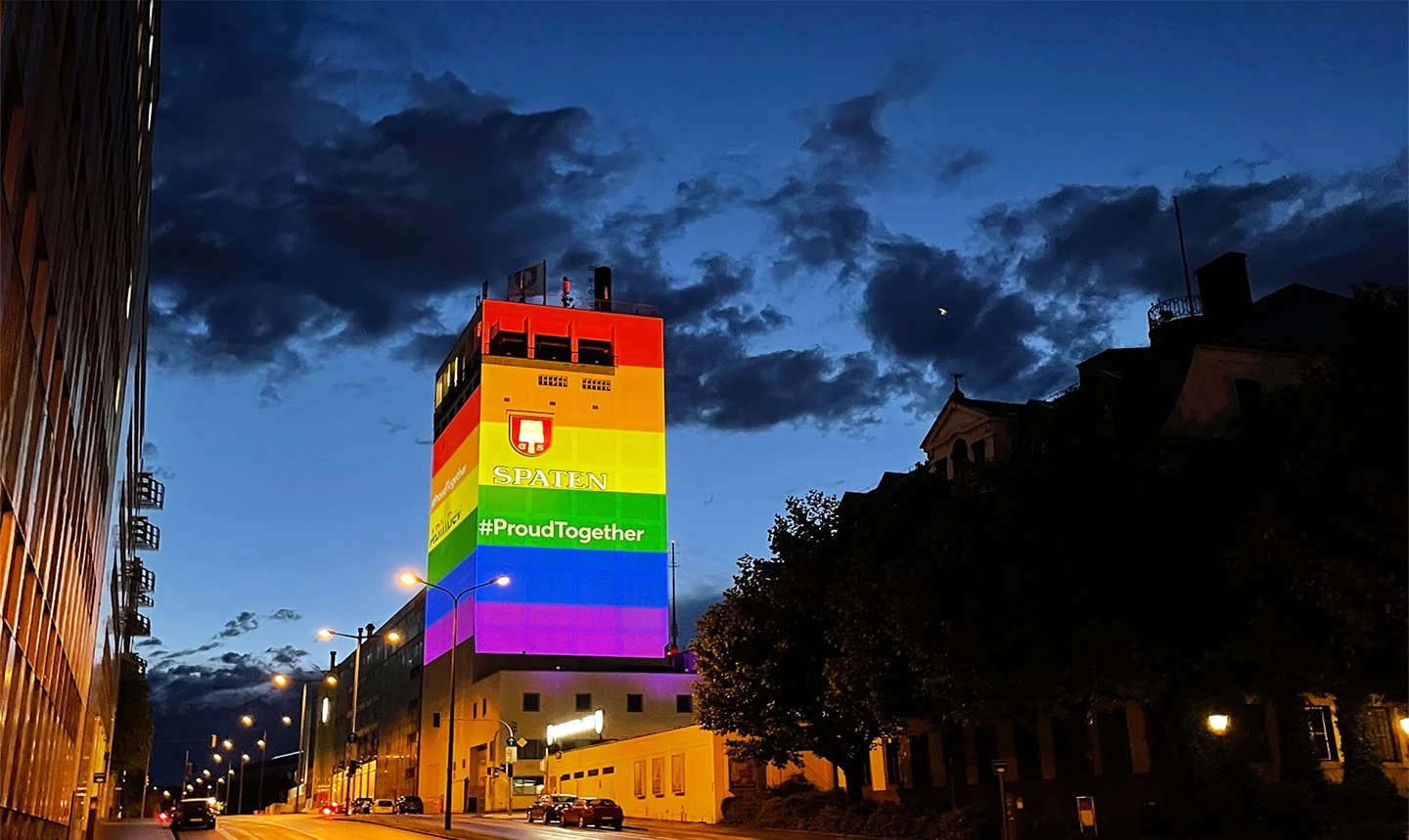 Tower Projection Rainbow Flag Brewery Munich