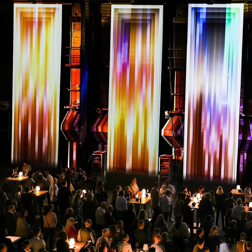 3D-Videomapping bei einem Firmenjubiläum in Duisburg in der Kraftzentrale