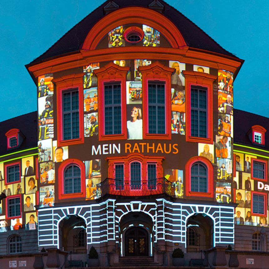 Interactive §D projection mapping Herford town hall
